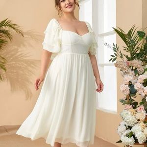 SHEIN Curve layered sleeve overlay dress